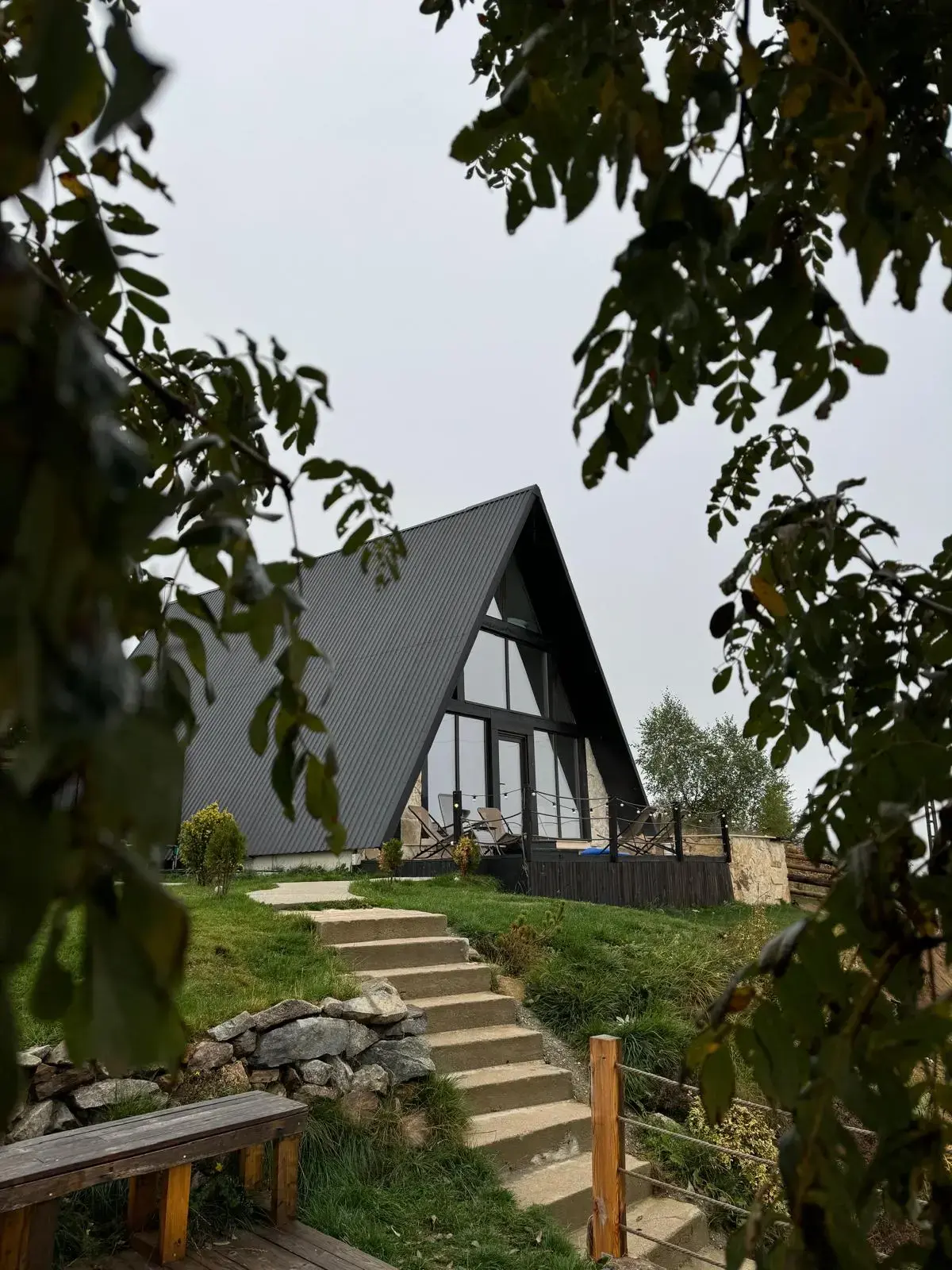 Exterior A-frame prin copaci